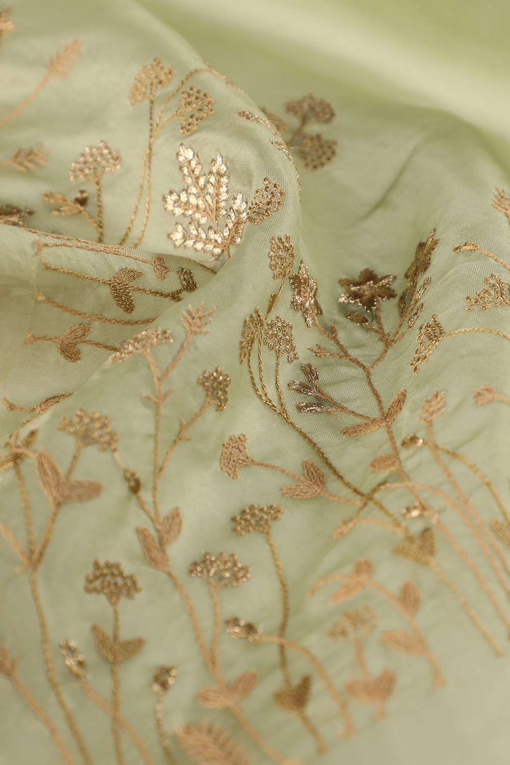 Pistachio Contemporary Pure Silk Organza Embroidery Saree image number null