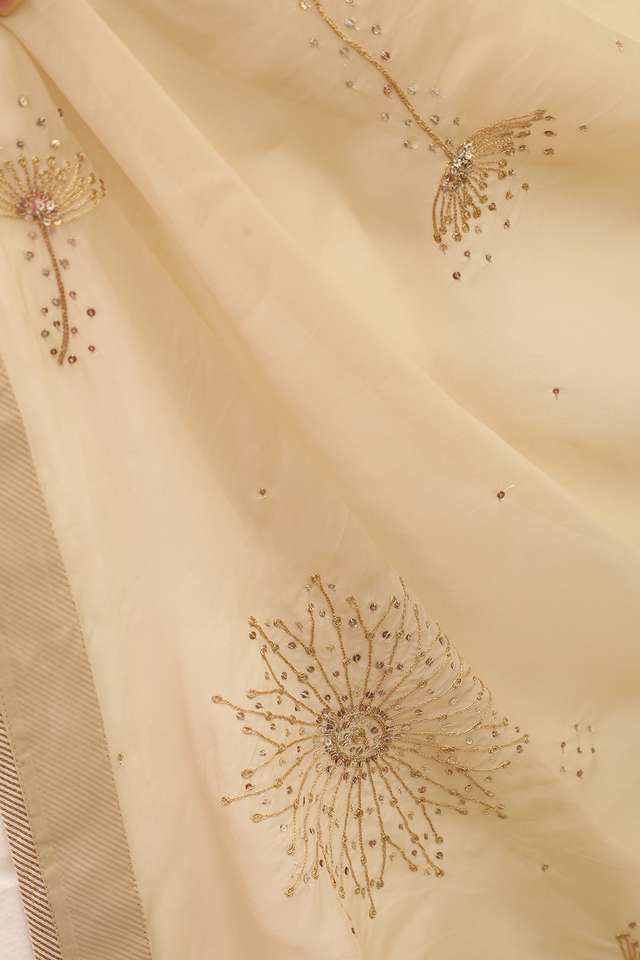 Beige Viscose Embroidery Saree thumbnail image number null