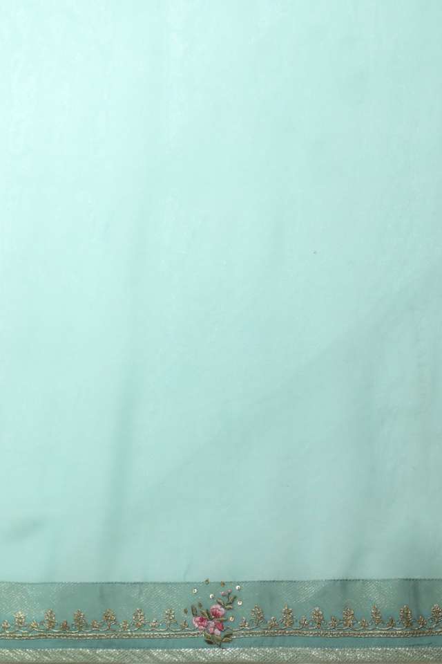 Turquoise Contemporary Viscose Embroidery Saree thumbnail image number null