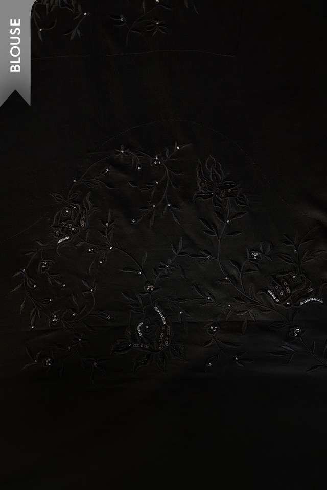 Black Embroidered Pure Viscose Saree thumbnail image number null