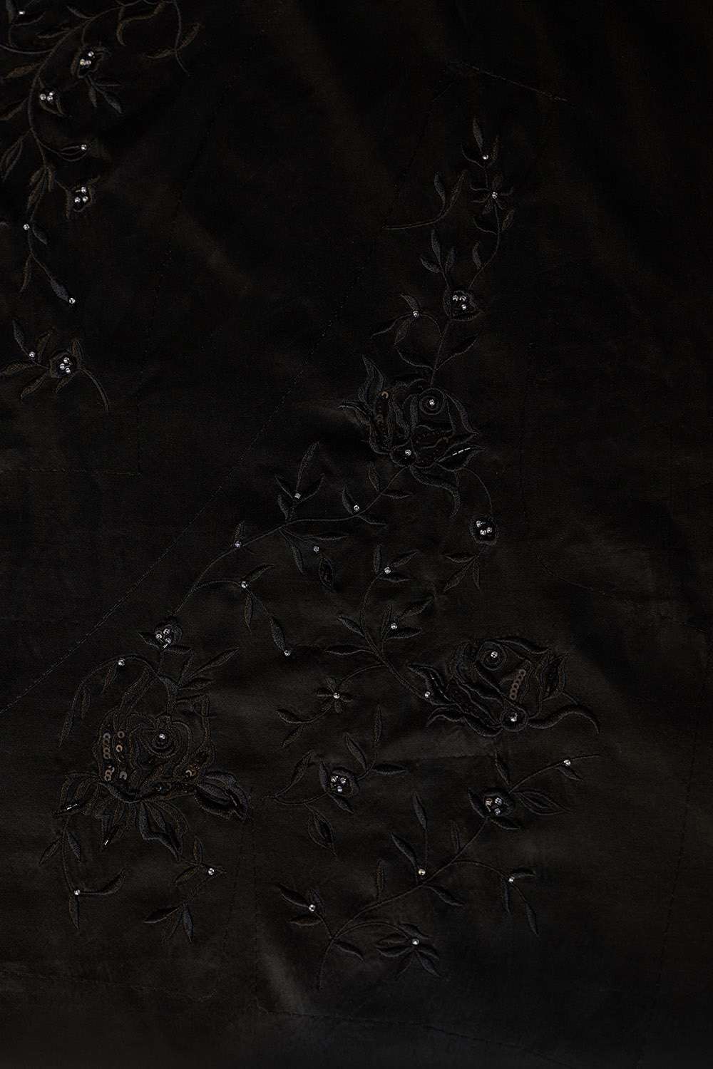 Black Embroidered Pure Viscose Saree image number null