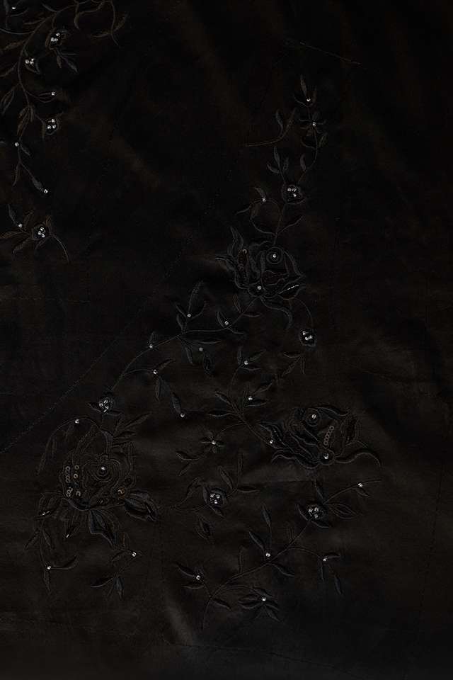 Black Embroidered Pure Viscose Saree thumbnail image number null
