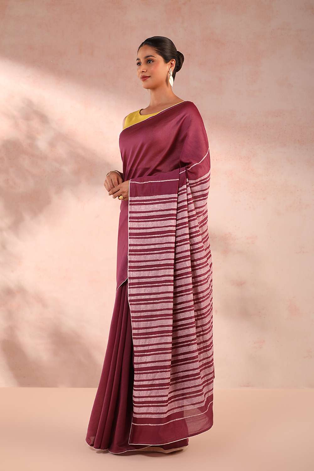 Violet Bengal Pure Silk Cotton Printed Embroidery Saree image number null