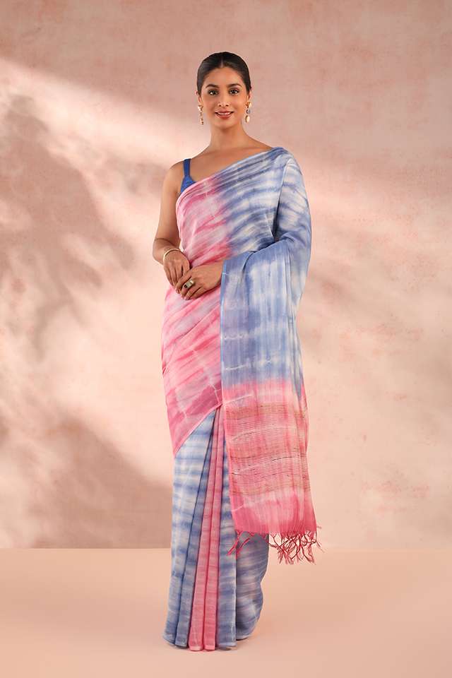 Multicoloured Silk Modal Tie and Dye Saree image number