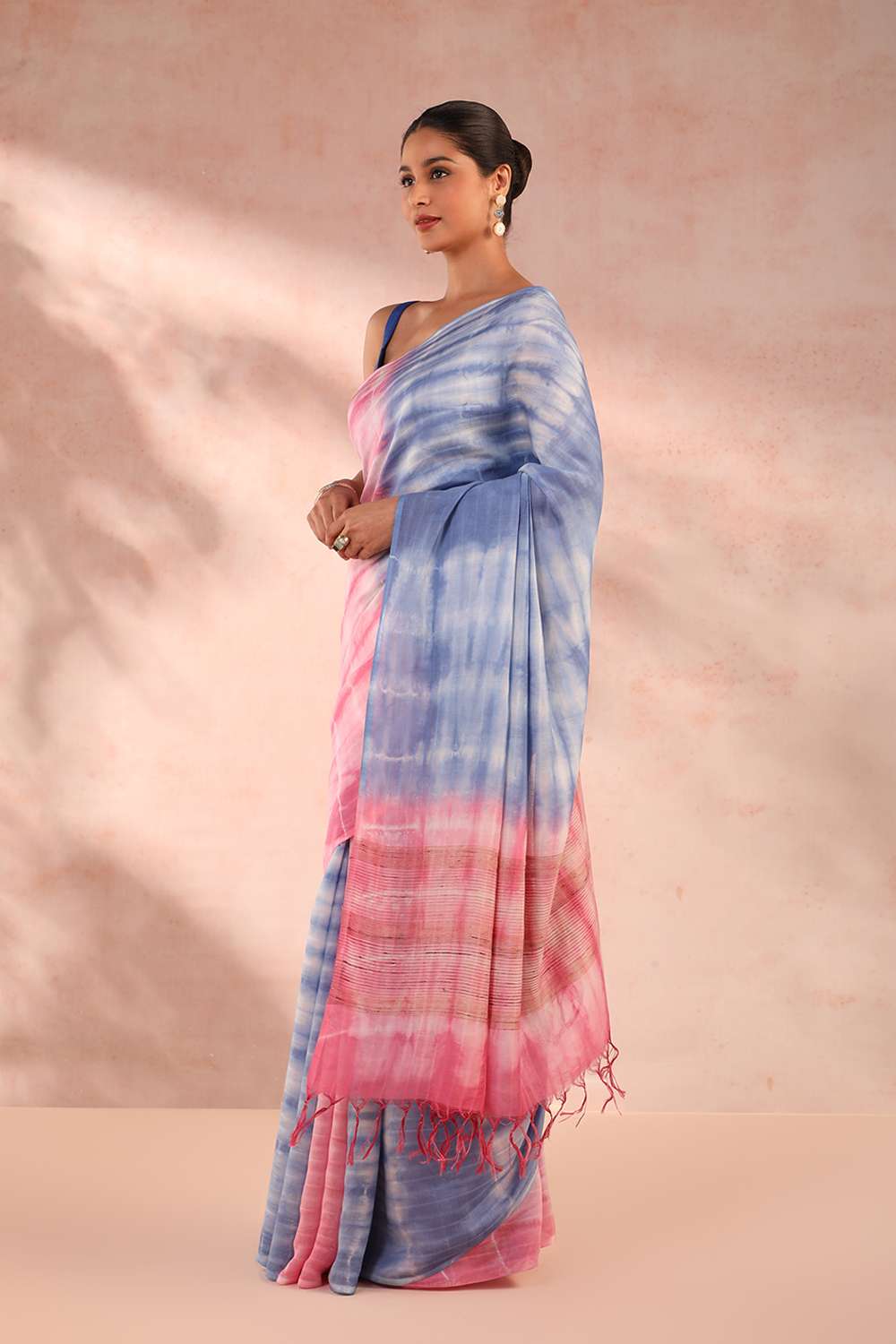 Multicoloured Silk Modal Tie and Dye Saree image number null