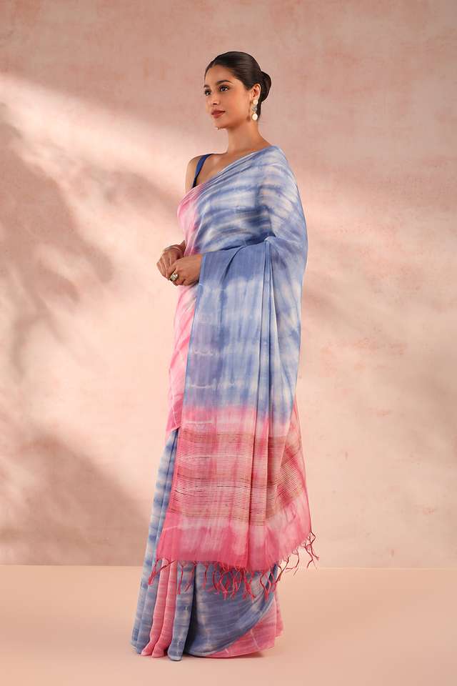 Multicoloured Silk Modal Tie and Dye Saree thumbnail image number null
