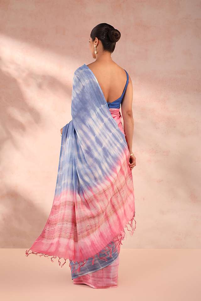Multicoloured Silk Modal Tie and Dye Saree thumbnail image number null