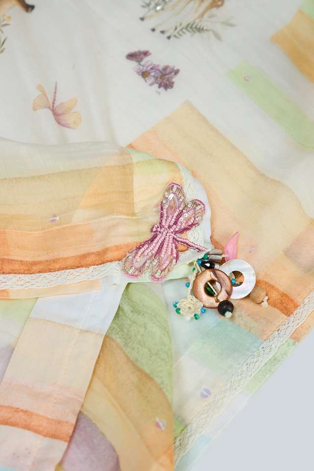 Off White Printed Pure Silk Cotton Saree thumbnail image number null