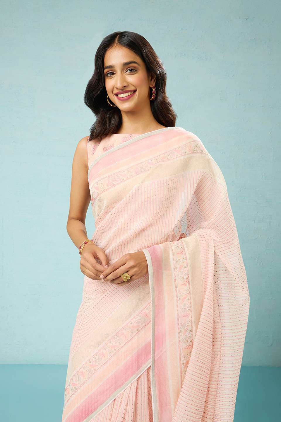 Pink Rajasthan Pure Silk Cotton Printed Mukaish Saree
