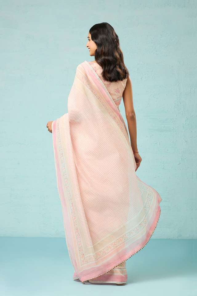 Pink Rajasthan Pure Silk Cotton Printed Mukaish Saree thumbnail image number null