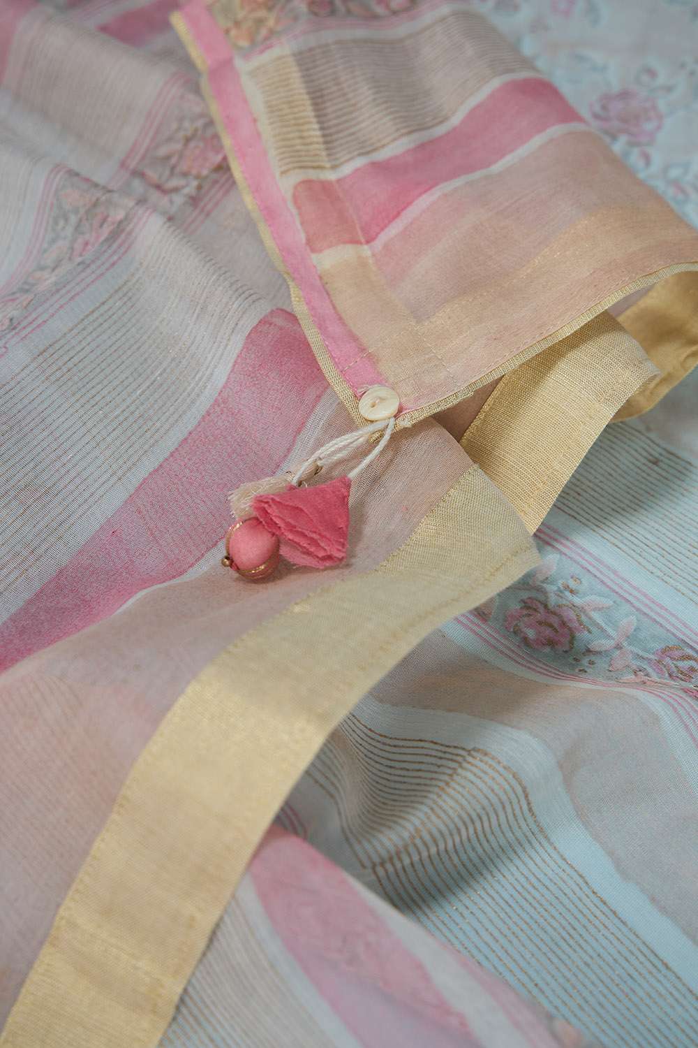 Pink Rajasthan Block Printed Pure Silk Cotton Saree image number null