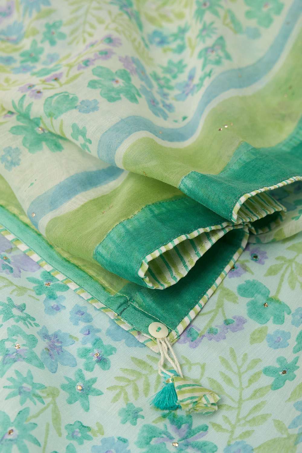 Green Rajasthan Pure Silk Cotton Printed Mukaish Saree image number null