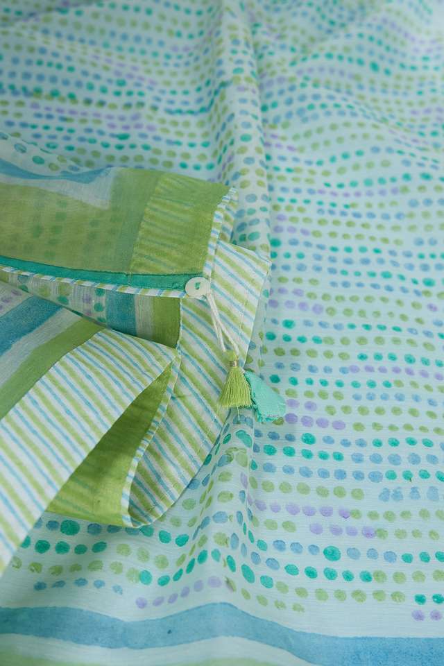 Green Rajasthan Pure Silk Cotton Printed Mukaish Saree thumbnail image number null