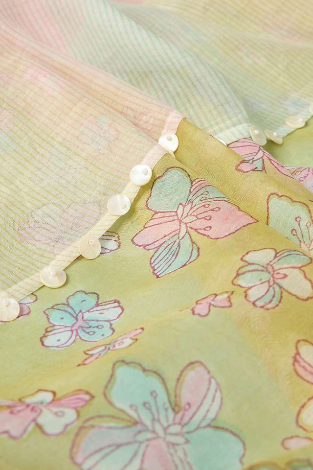 Light Green Bagru Block Printed Pure Silk Cotton Saree thumbnail image number null