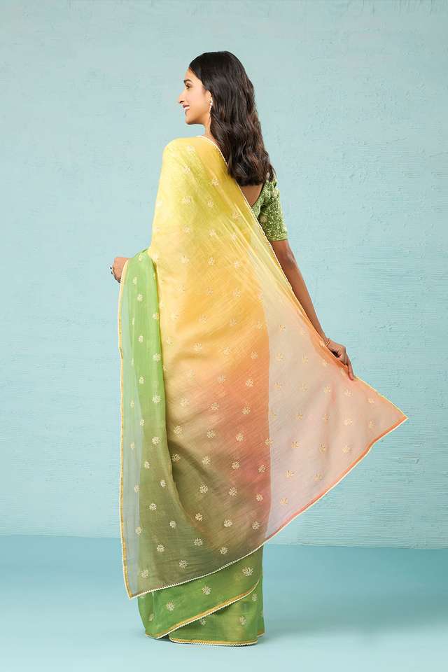 Green Pure Silk Cotton Embroidered Saree thumbnail image number null