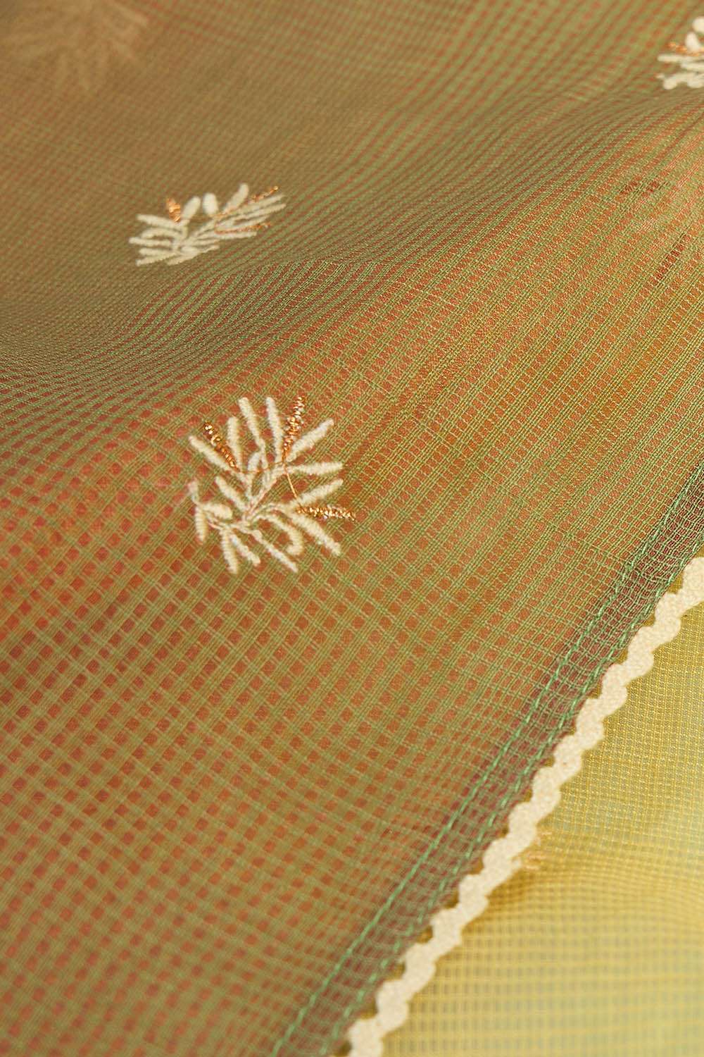 Green Pure Silk Cotton Embroidered Saree image number null