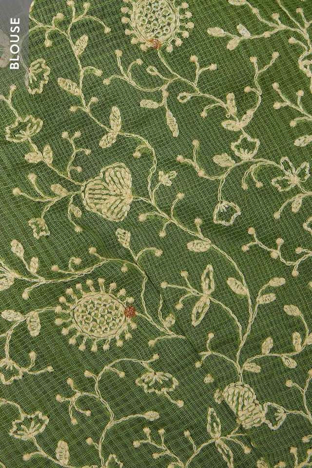 Green Pure Silk Cotton Embroidered Saree thumbnail image number null