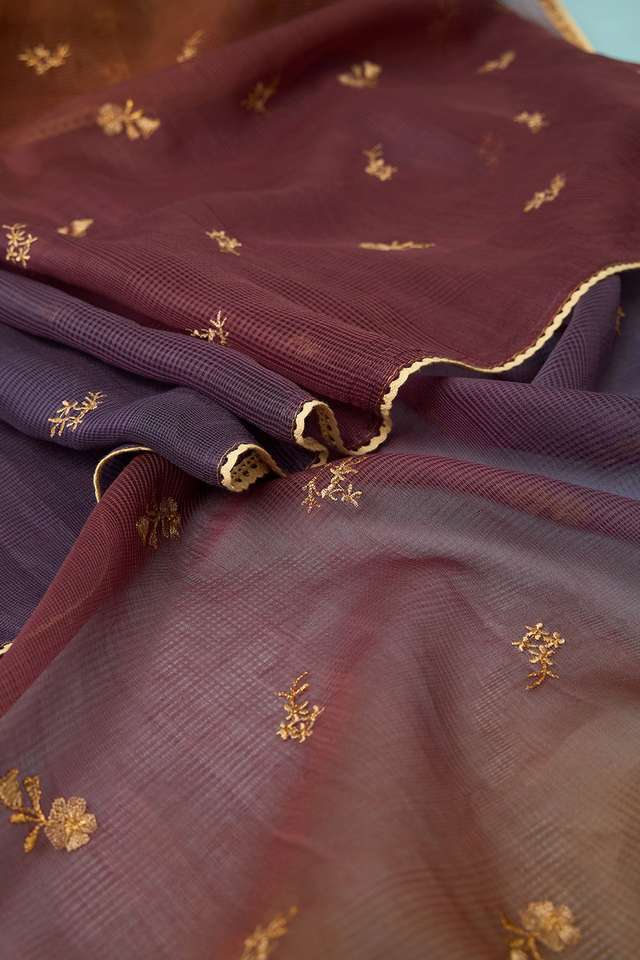 Blue Pure Silk Cotton Embroidered Saree thumbnail image number null