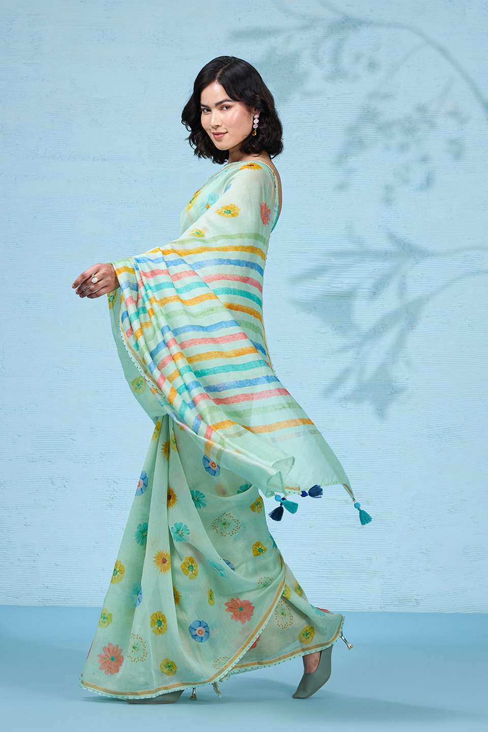 Light Green Printed Pure Silk Cotton Saree