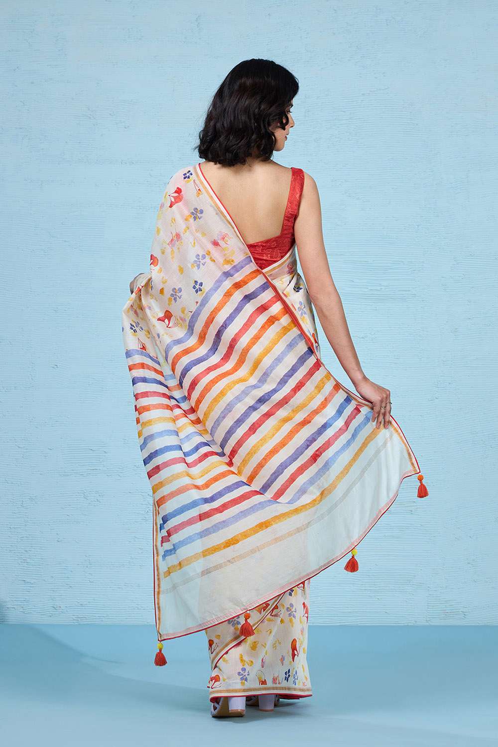 Off White Printed Pure Silk Cotton Saree image number null