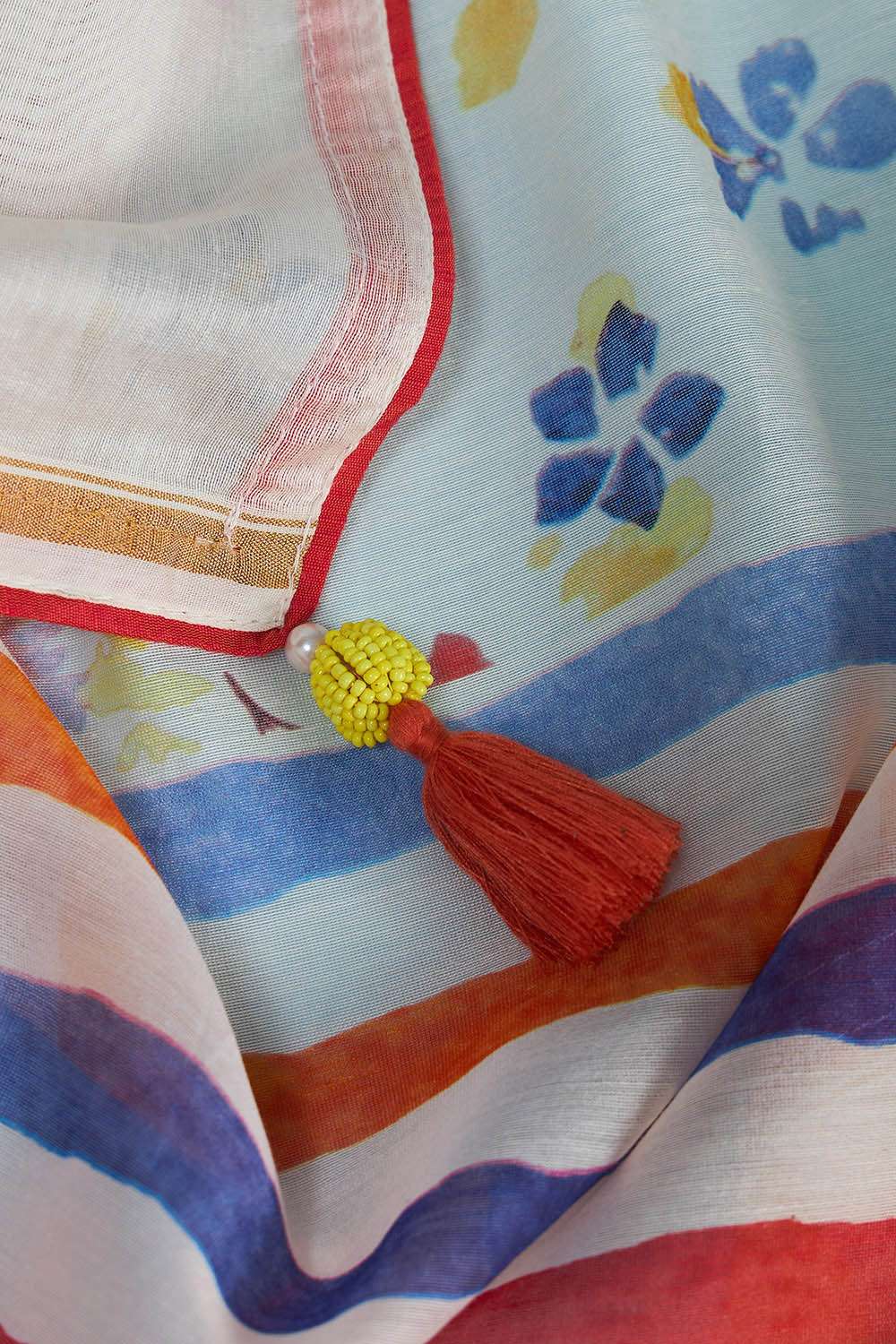Off White Printed Pure Silk Cotton Saree image number null