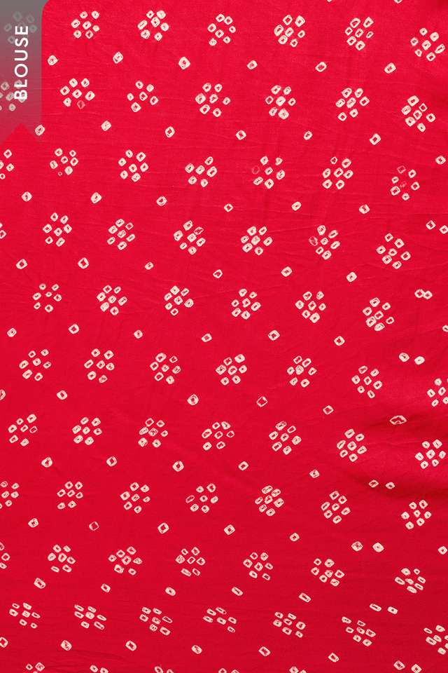 Red Gujarat Pure Silk Tie & Dye Bandhani Saree thumbnail image number null