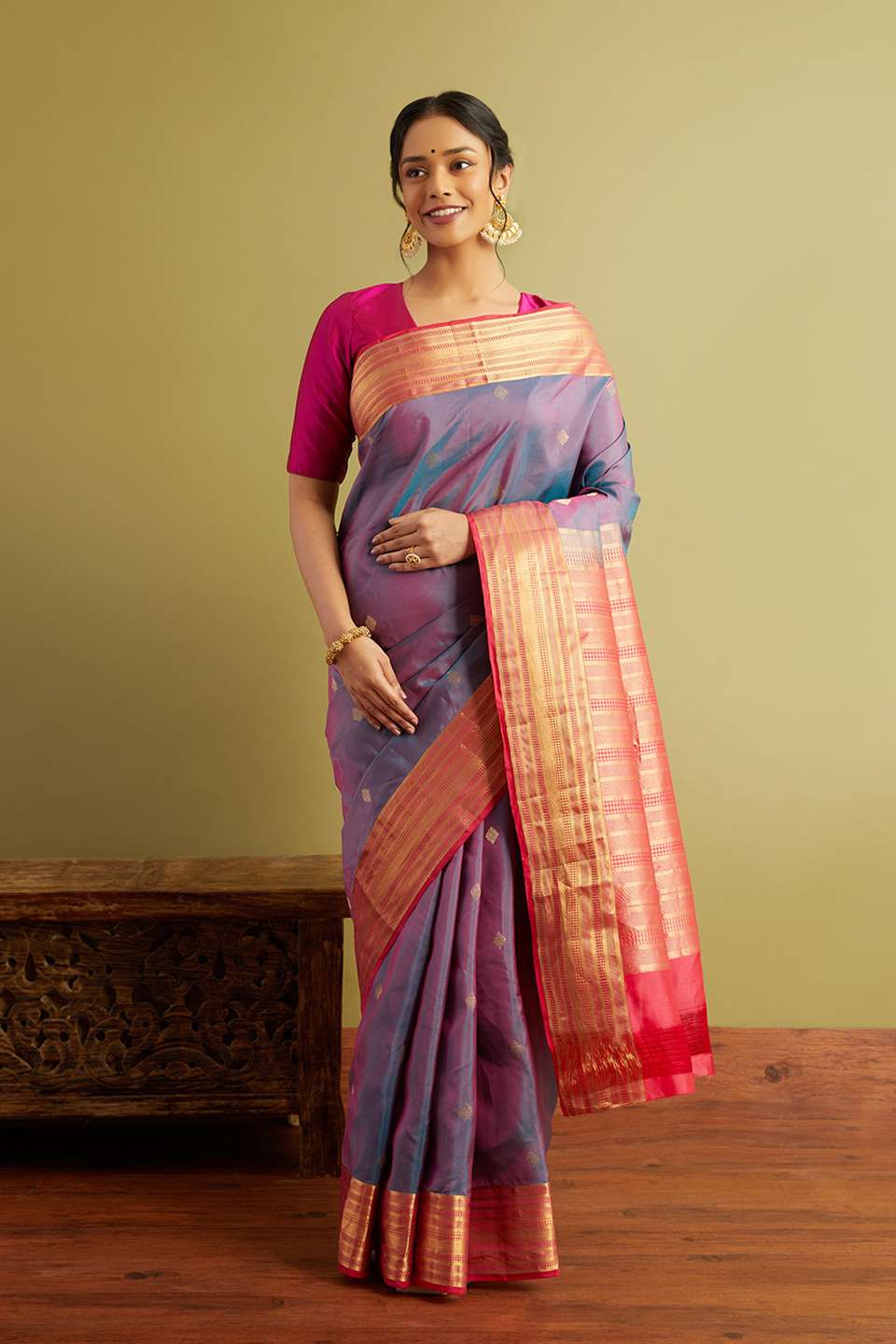 Blue Woven Silk Viscose Saree