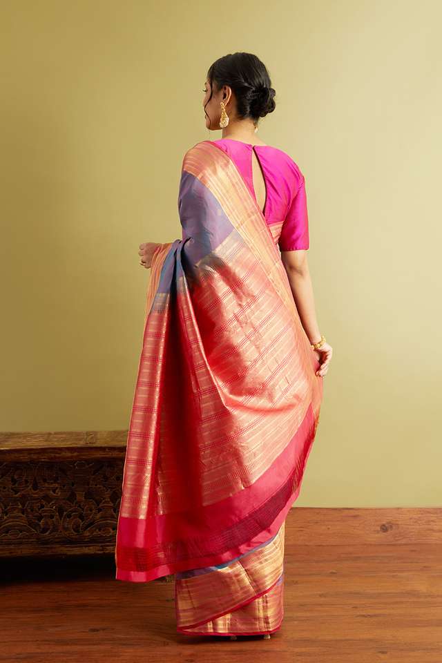 Blue Woven Silk Viscose Saree thumbnail image number null