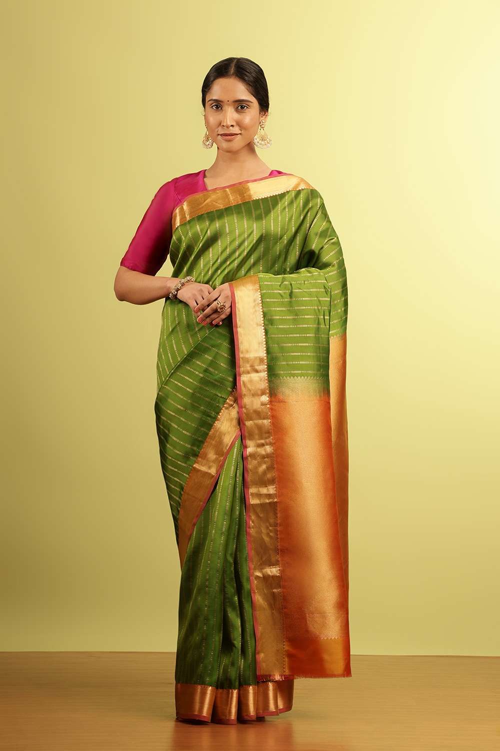Green Woven Silk Viscose Saree image number null