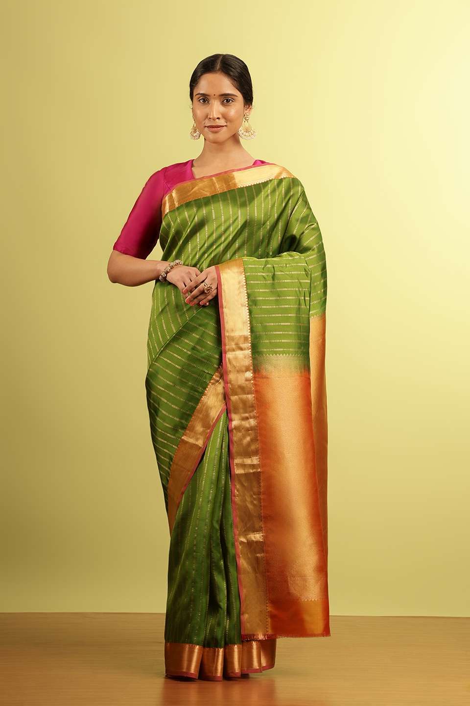 Green Woven Silk Viscose Saree