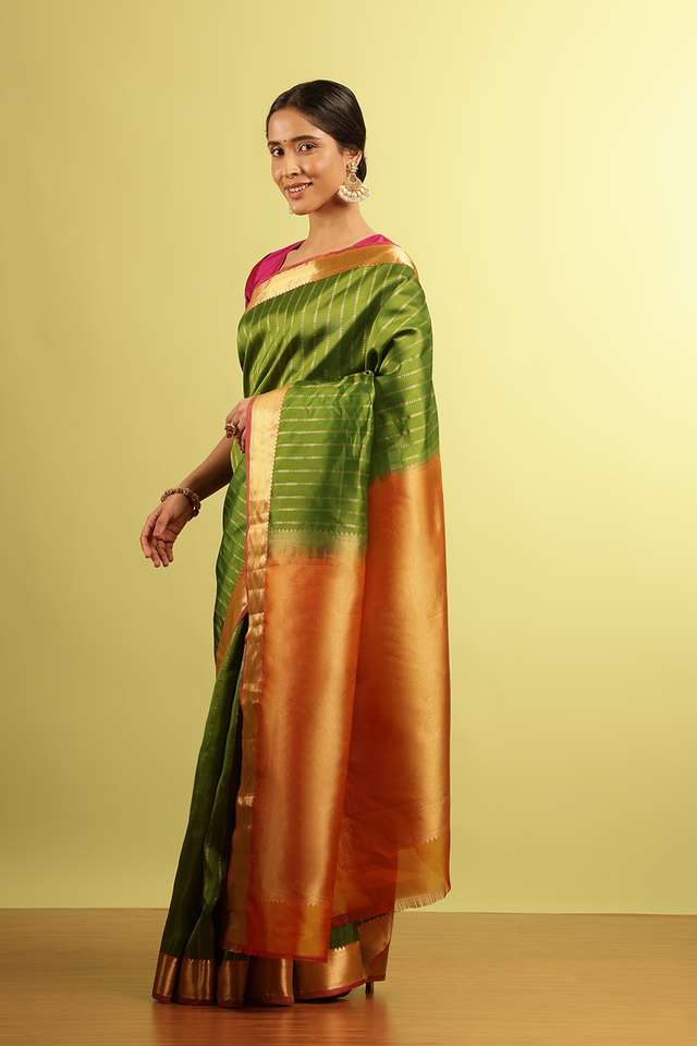 Green Woven Silk Viscose Saree thumbnail image number null