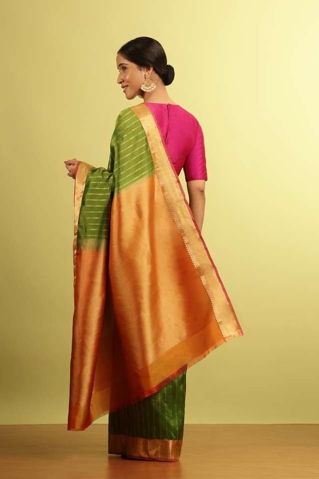 Green Woven Silk Viscose Saree thumbnail image number null