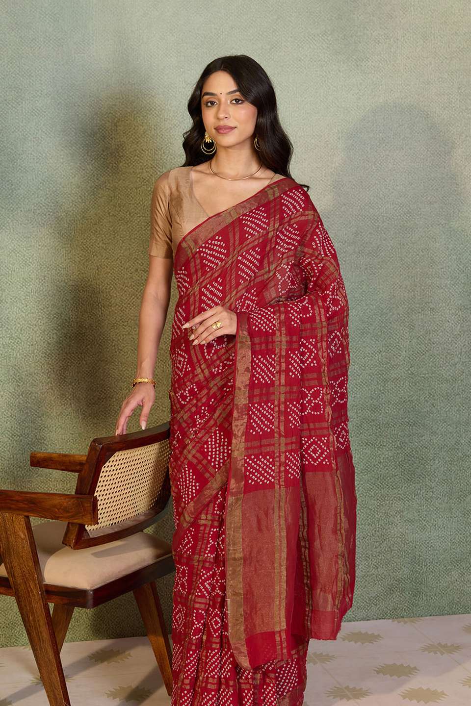 Pink Tie & Dye Bandhni Pure Cotton Gujarat Saree