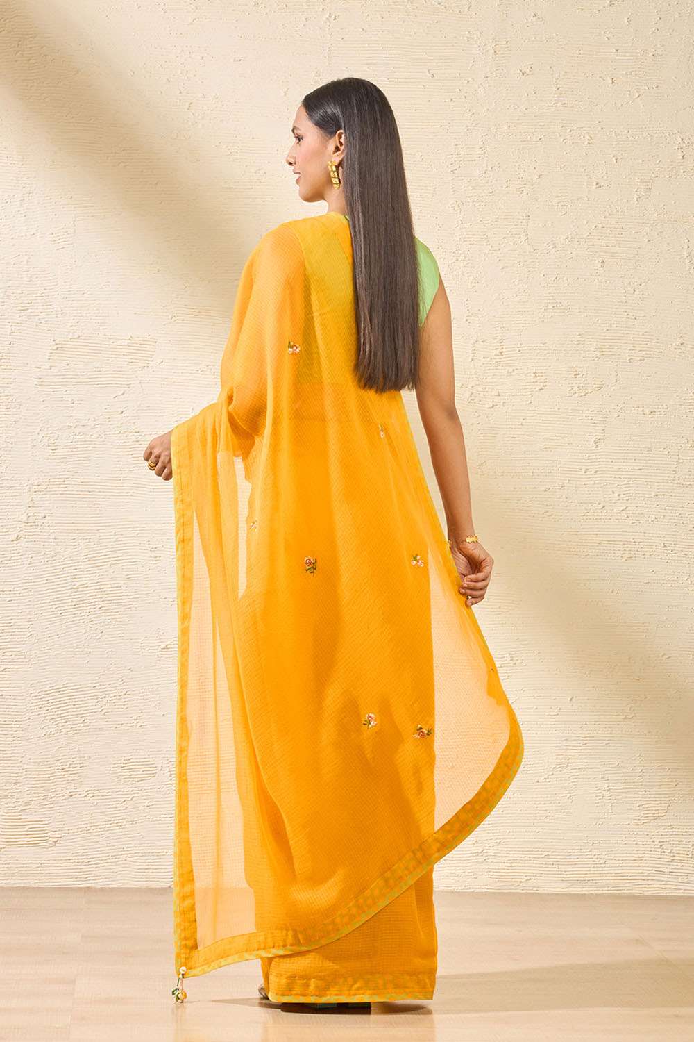 Yellow Pure Kota Embroidered Saree image number null