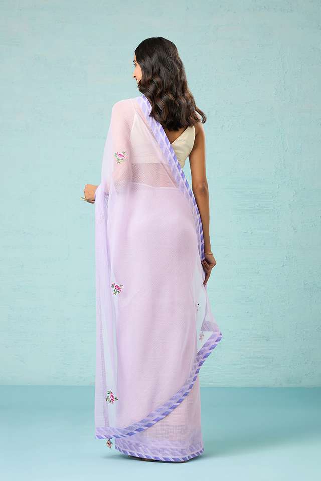 Violet Pure Kota Embroidered Saree thumbnail image number null