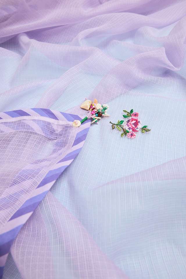 Violet Pure Kota Embroidered Saree thumbnail image number null