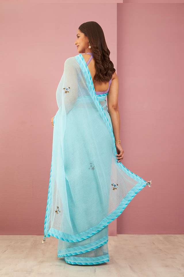 Blue Pure Kota Embroidered Saree thumbnail image number null