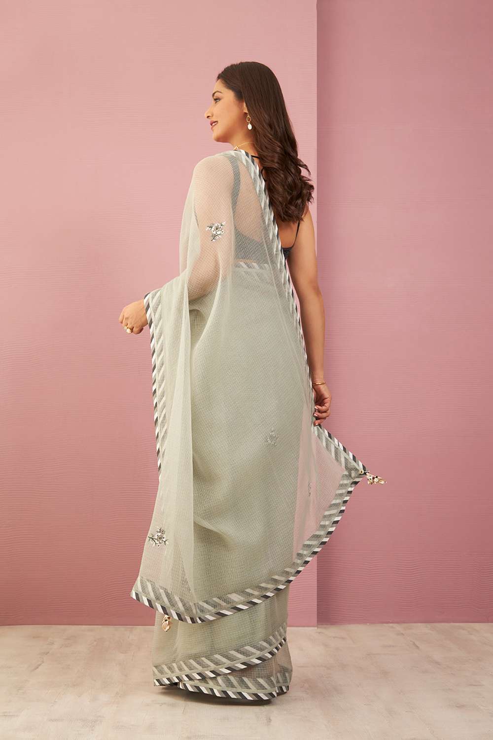 Grey Pure Kota Embroidered Saree image number null