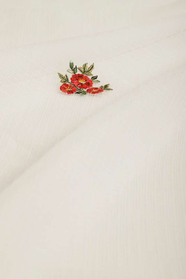White Pure Kota Embroidered Saree thumbnail image number null