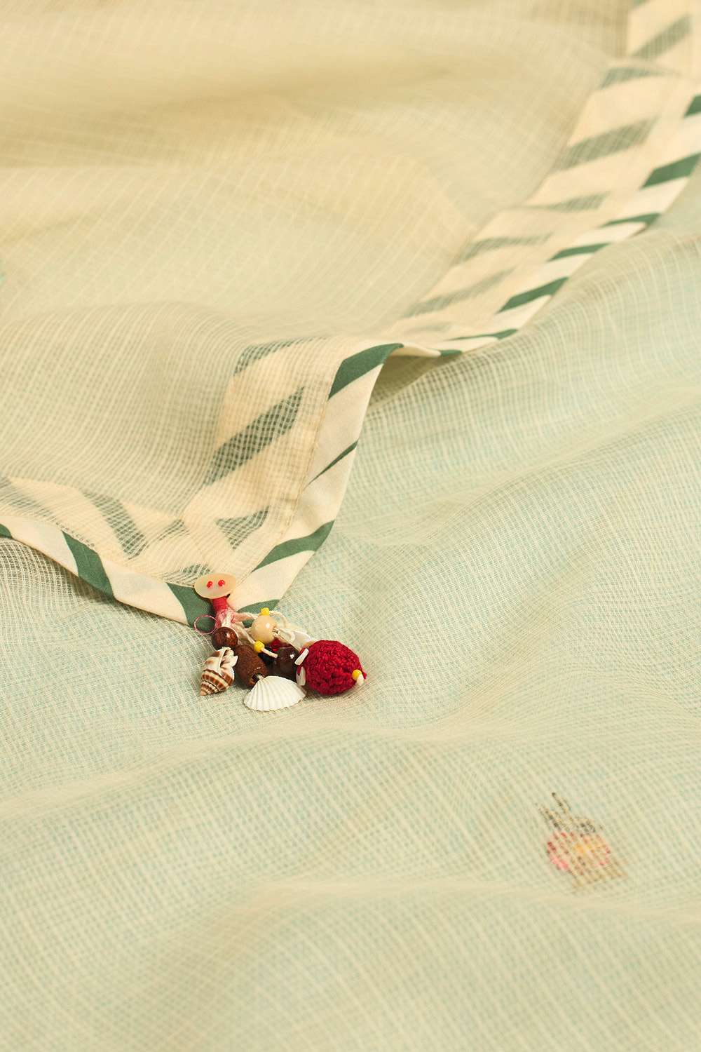Off White Pure Kota Embroidered Saree image number null