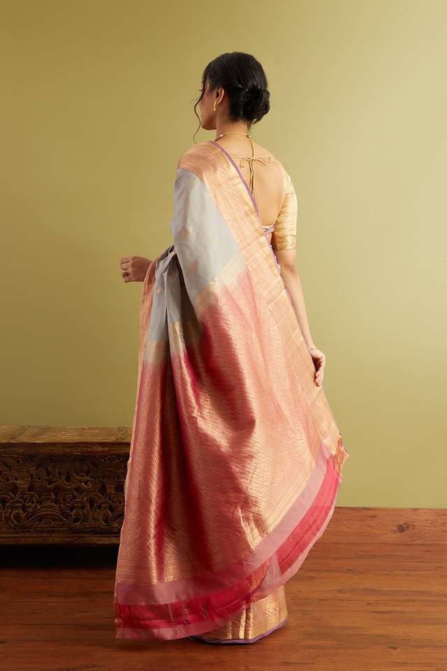 Grey Woven Silk Viscose Saree thumbnail image number null