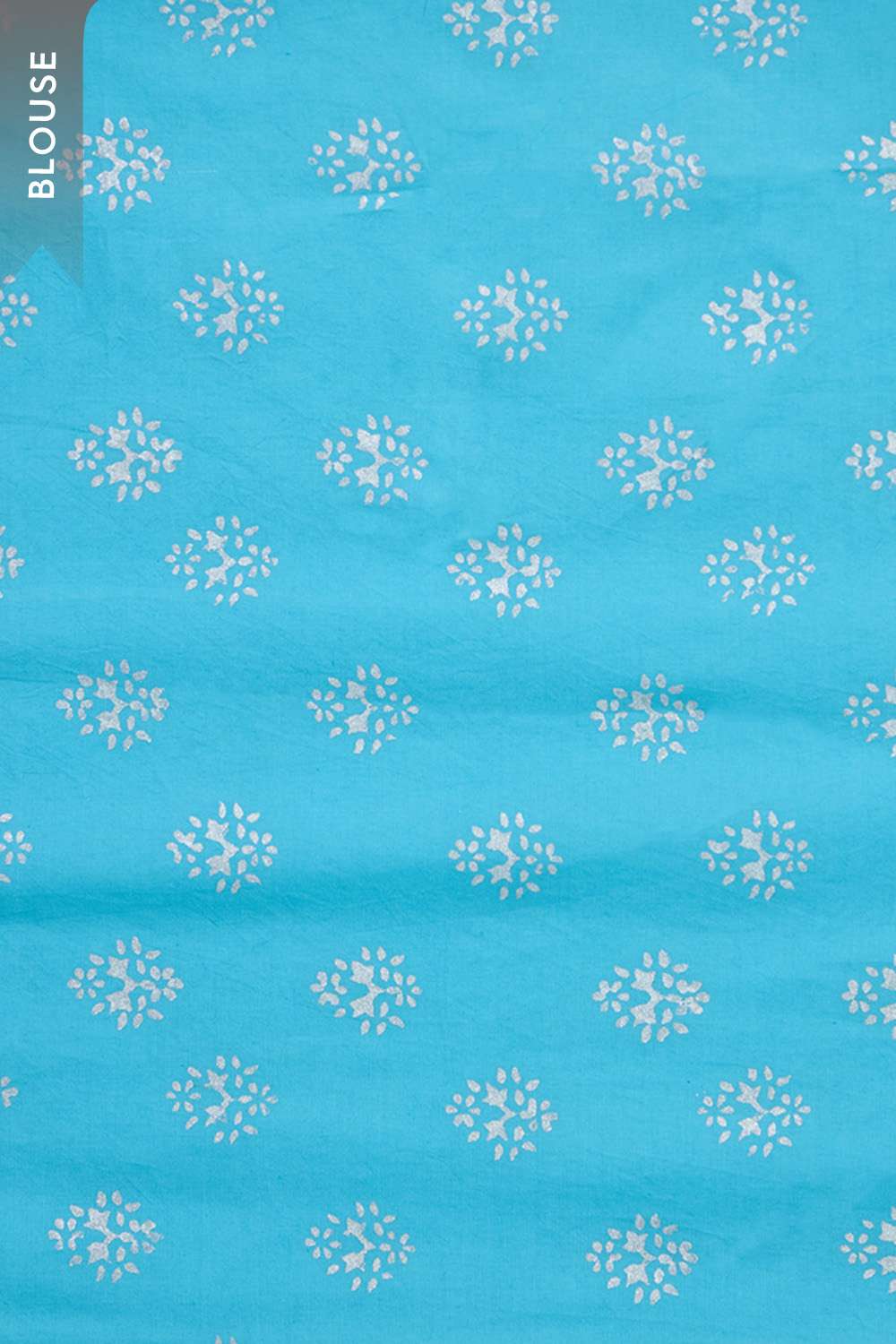 Blue Pure Silk Cotton Block Printed Bengal Saree image number null