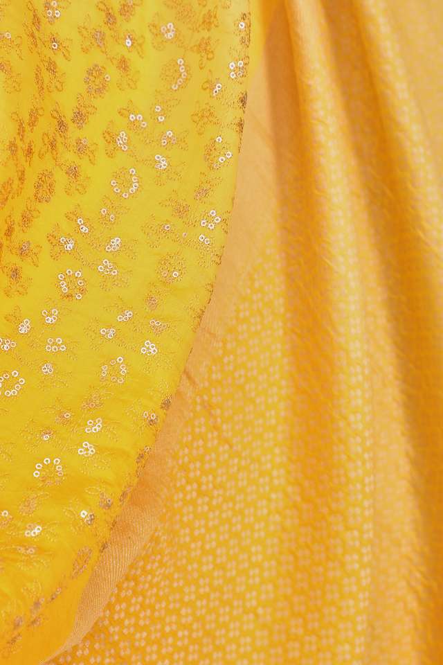 Yellow Pure Silk Organza Embroidery Banarasi Saree thumbnail image number null