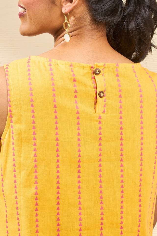 Yellow Woven Pure Cotton Short Top thumbnail image number null
