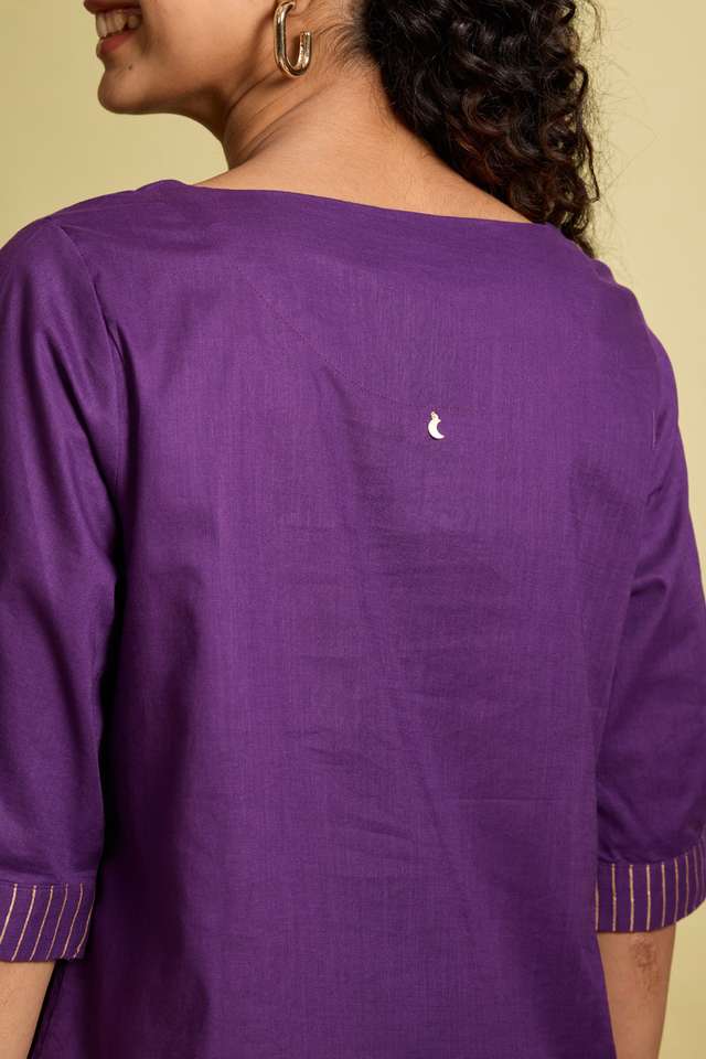 Violet Screen Printed Pure Cotton Short Top thumbnail image number null
