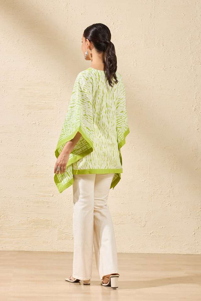 Light Green Pure Cotton Tie and Dye Shibori Short Top thumbnail image number null