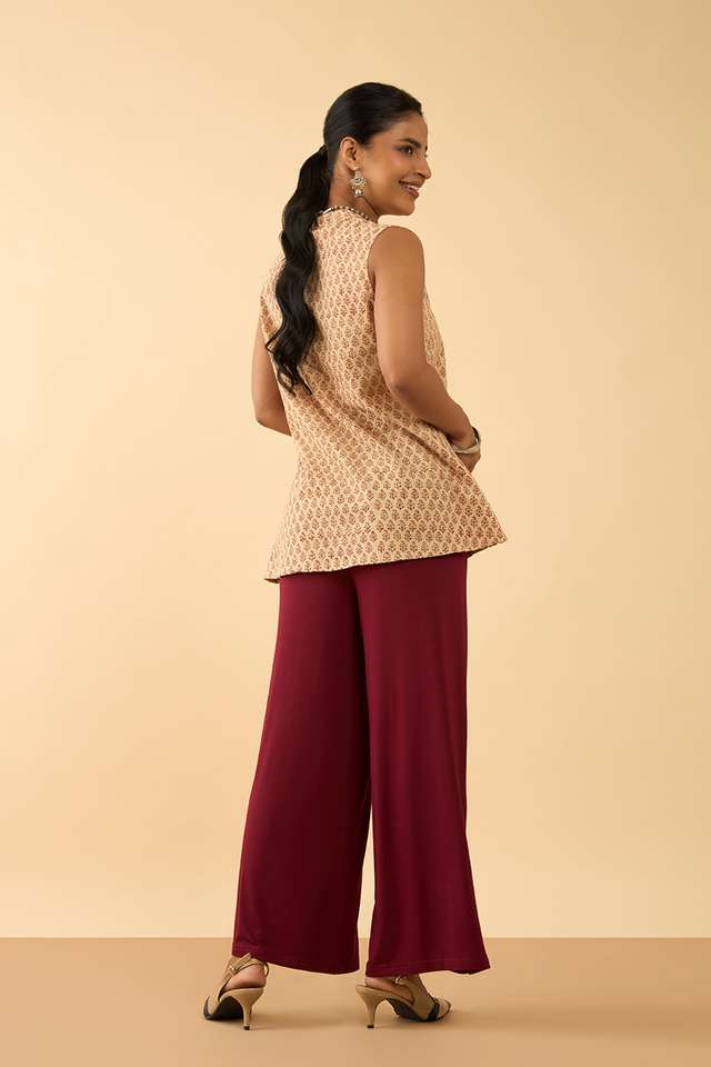 Beige Bagru Block Printed Pure Cotton Short Top thumbnail image number null
