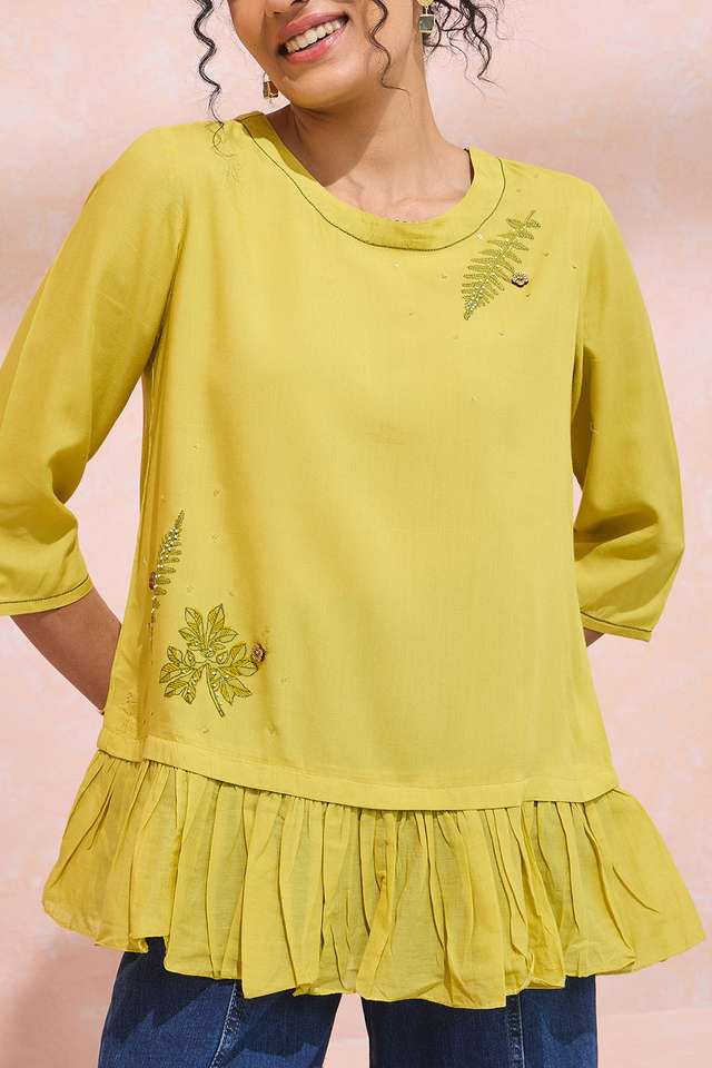 Light Green Sequin Viscose Short Top thumbnail image number null