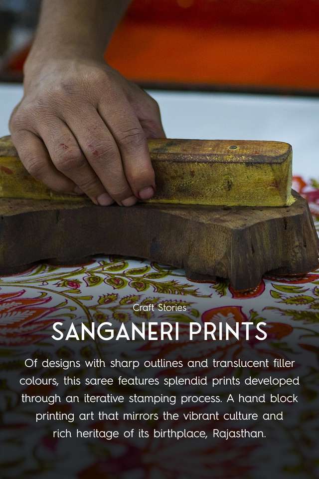 Red Rajasthan Pure Silk Cotton Printed Sanganeri Saree thumbnail image number null