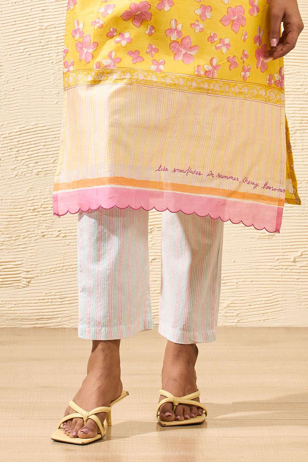 Off White Screen Printed Pure Cotton Trouser image number null